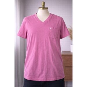 Abercrombie & Fitch Mens Muscle Fit V-Neck Pocket T-Shirt Pink XL RN75654